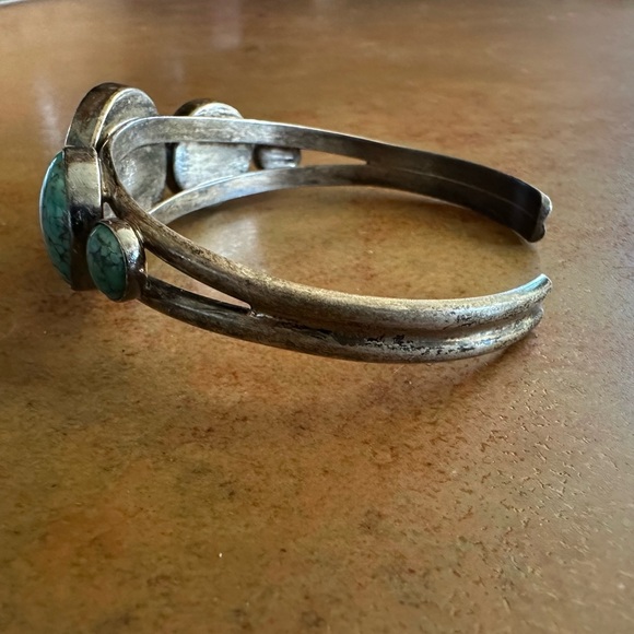 Vintage Jay King DTR Turquoise Stone Sterling Silver Desert Rose Cuff Bracelet - Picture 10 of 16